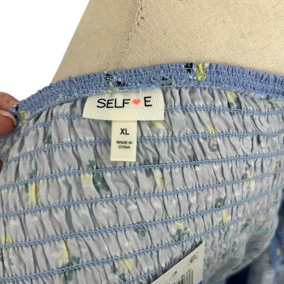 NEW Self Esteem smocked blue floral dress size XL flutter sleeve a-line sundress - Picture 12 of 13